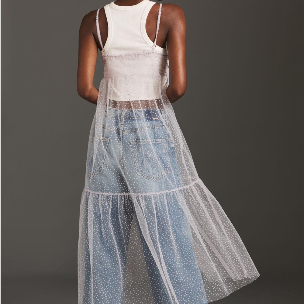 Anthropologie Sheer Dot Tulle Slip Dress XS